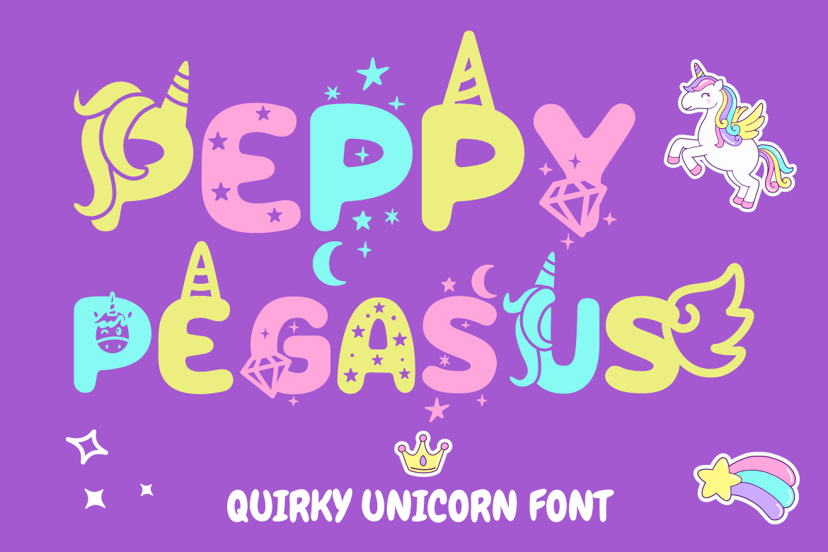 Peppy Pegasus -  Quirky Unicorn Theme Font