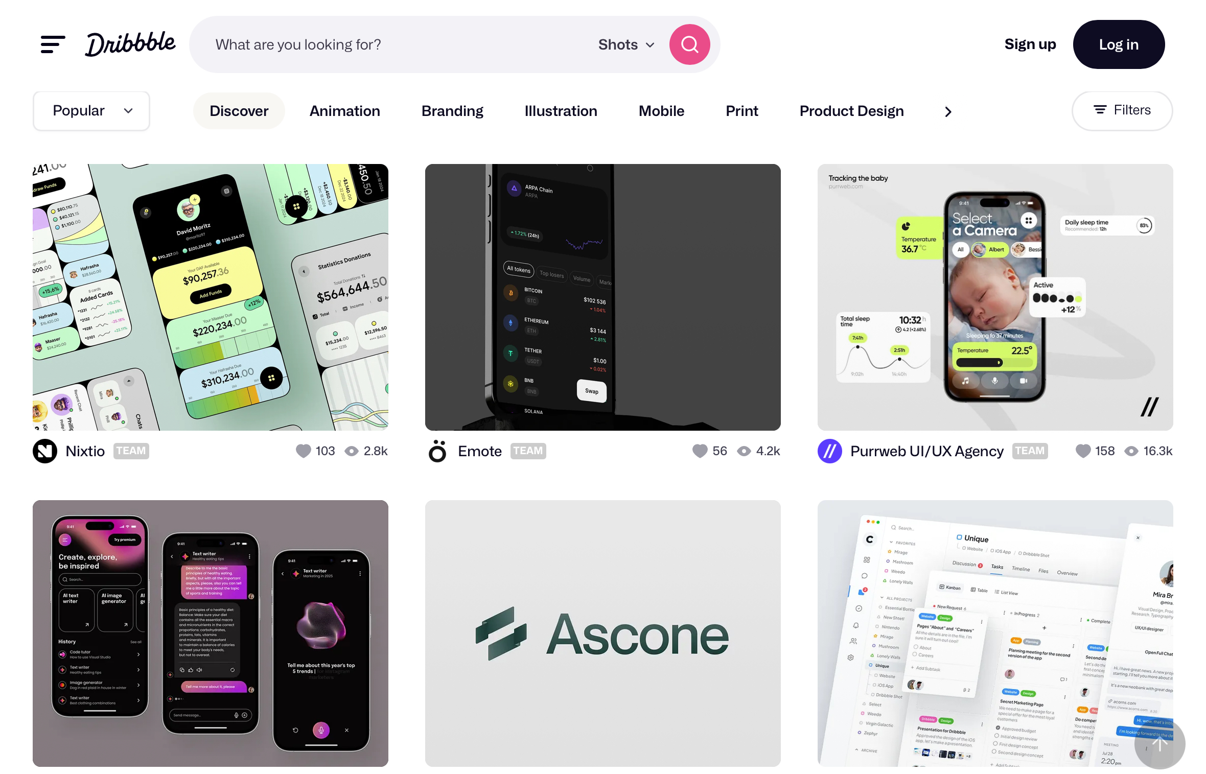 3. Dribbble for Appealing Graphic Design Portfolio