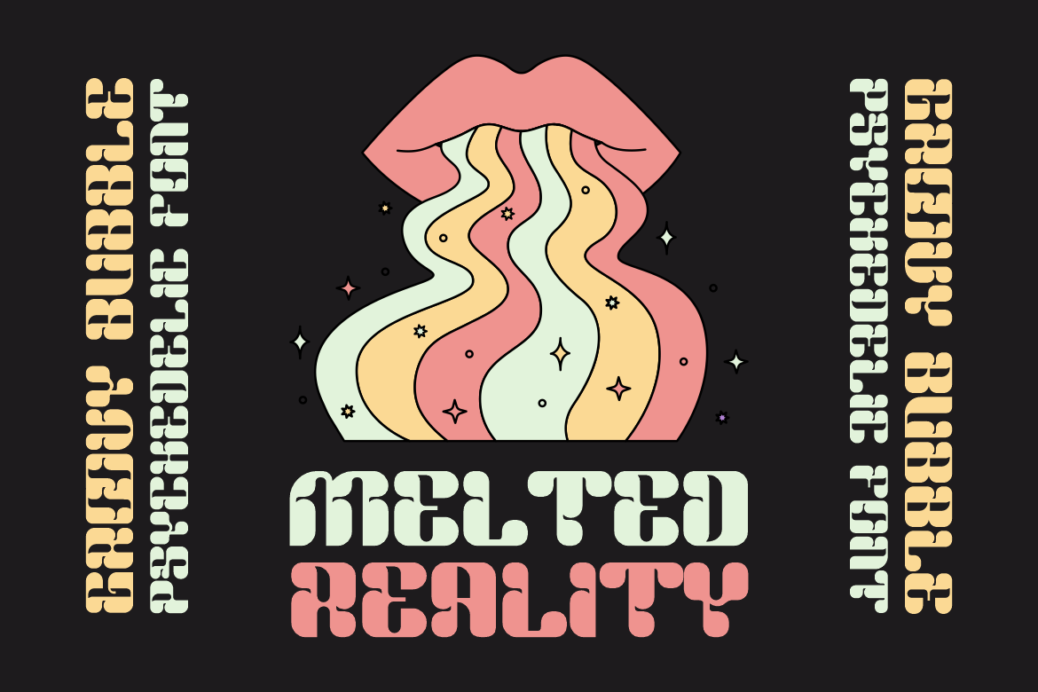 Groovy Bubble Bold Psychedelic Display Font 3