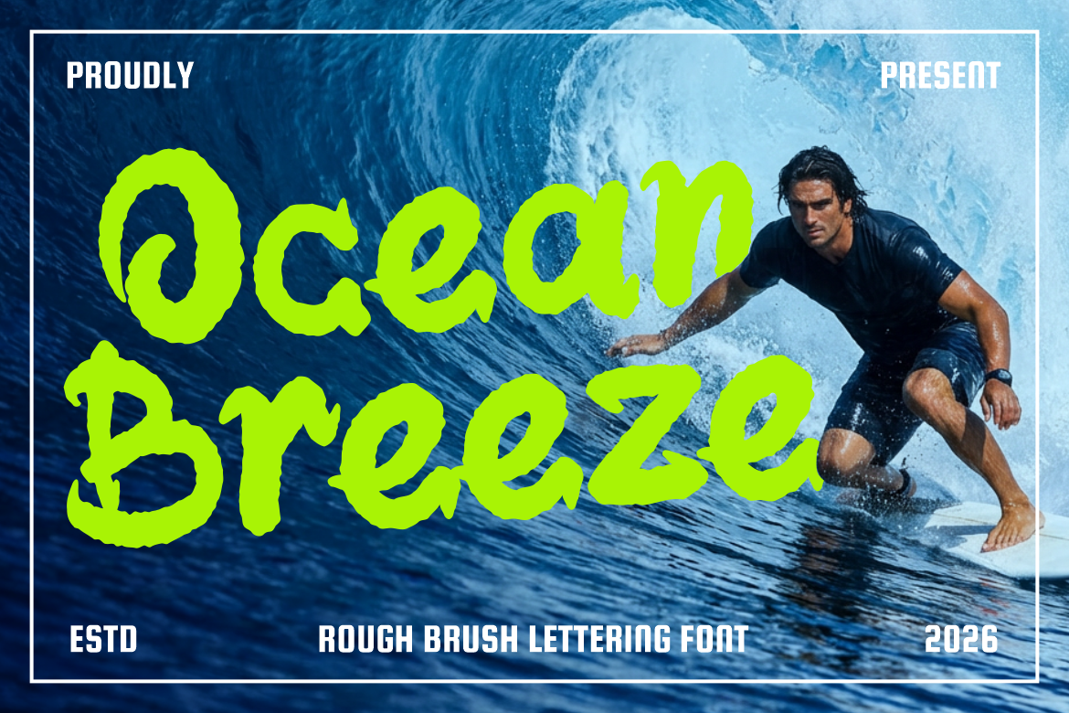 Ocean Brezze Rough Brush Lettering Font