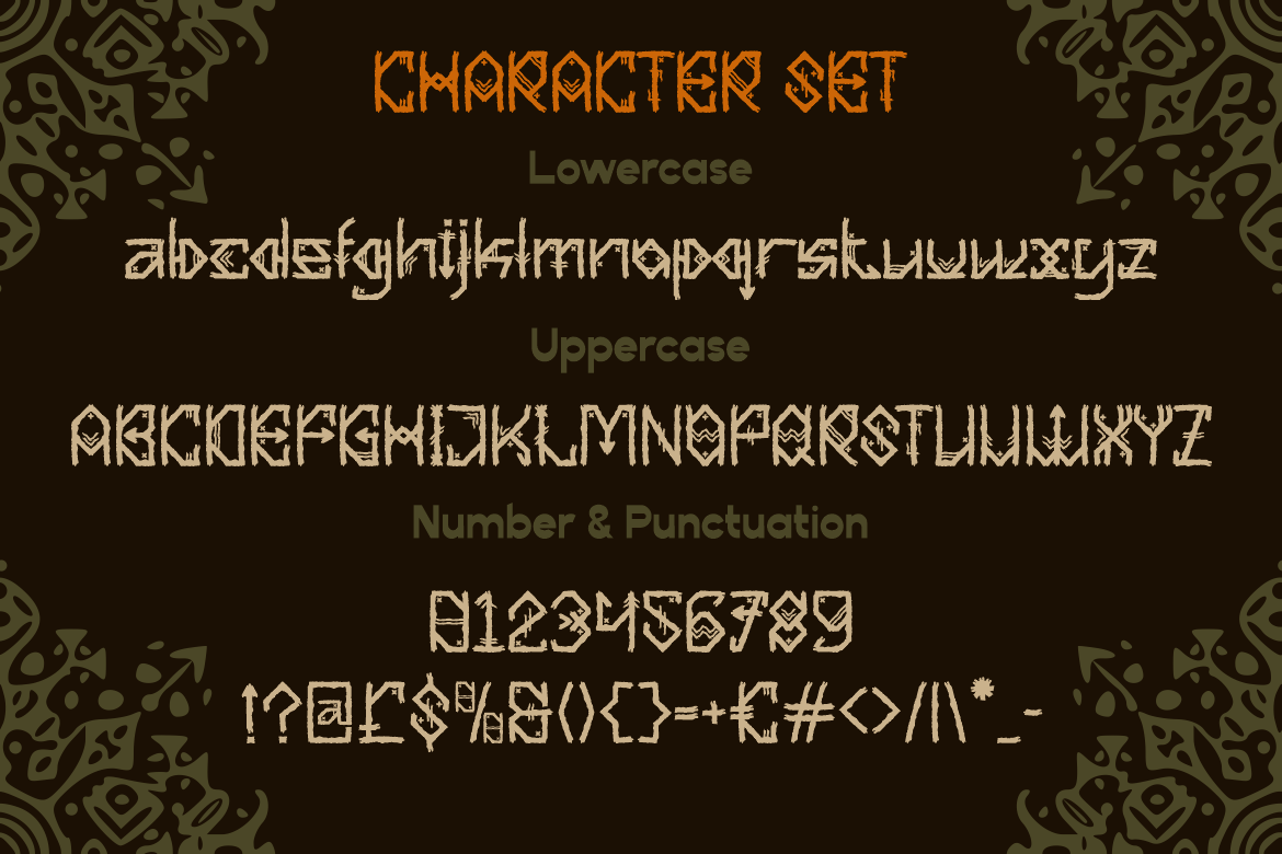 Sacred Obsidian Ethnic Tribal Display Font font preview — display preview