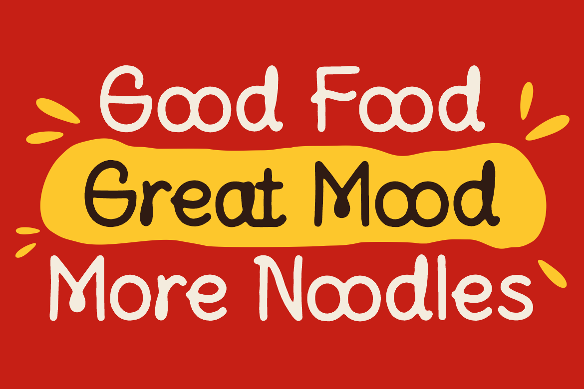 Noodle Kitchen Playful Food Display Font font preview — display preview